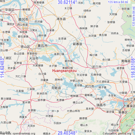 Huangsangkou on map