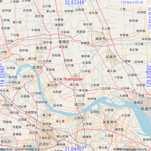 Huangqiao on map