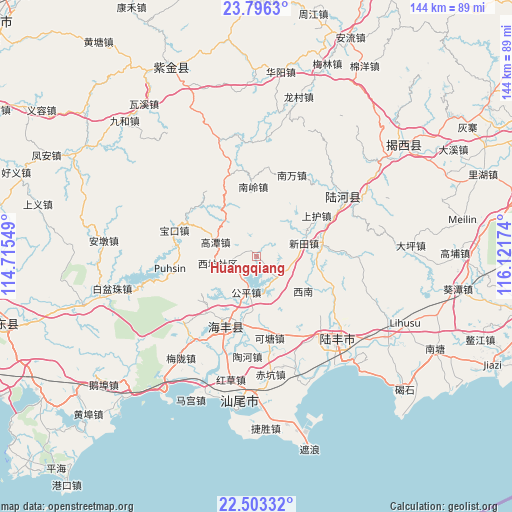 Huangqiang on map