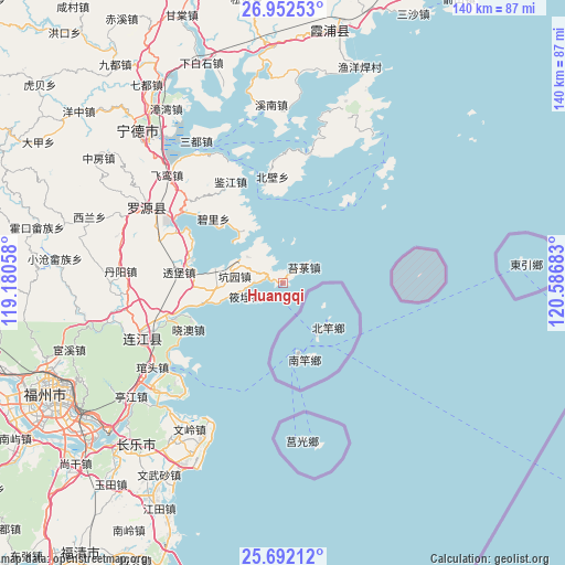 Huangqi on map