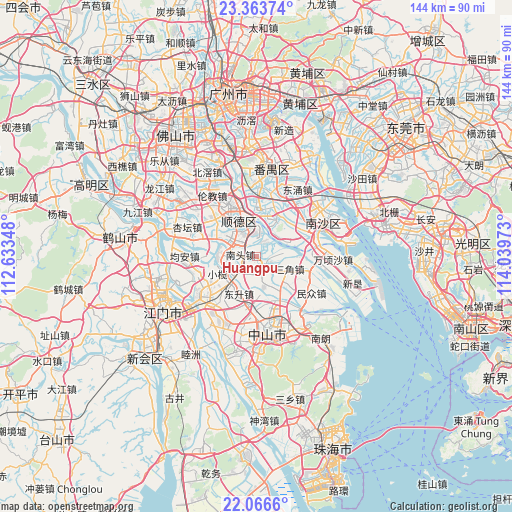 Huangpu on map