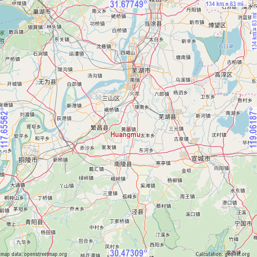 Huangmu on map