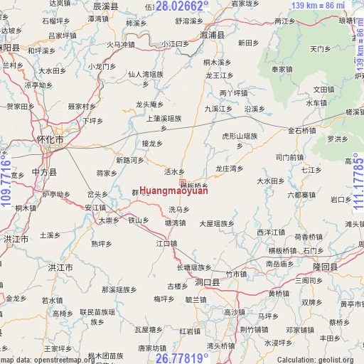 Huangmaoyuan on map