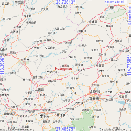 Huangmao on map