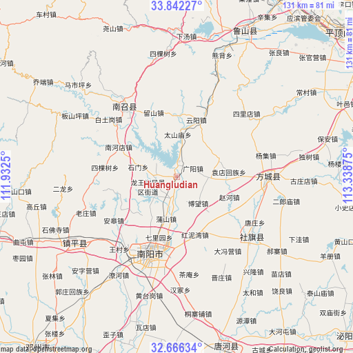 Huangludian on map