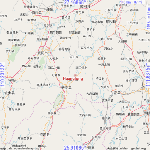 Huanglong on map