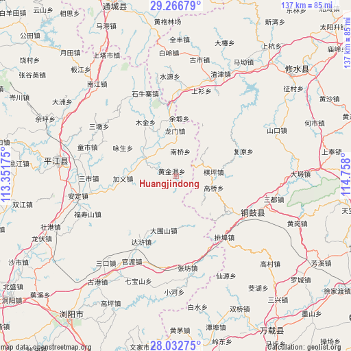 Huangjindong on map