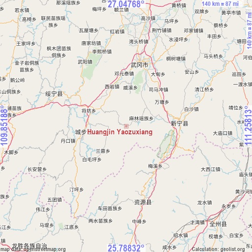 Huangjin Yaozuxiang on map