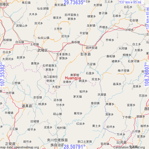 Huangjia on map