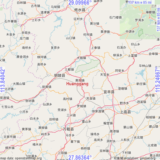 Huanggang on map