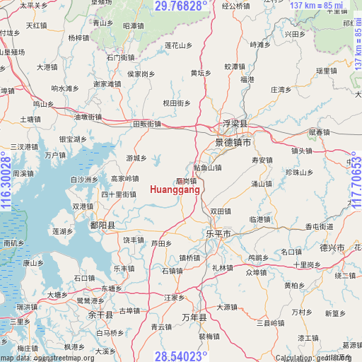 Huanggang on map