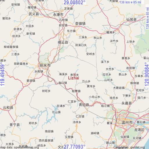 Lizhai on map
