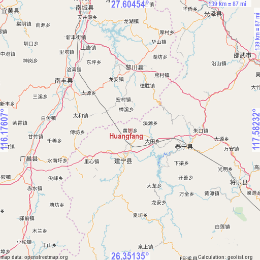 Huangfang on map