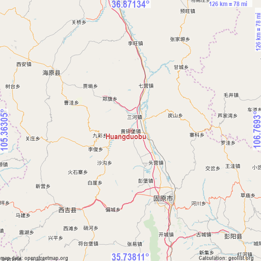 Huangduobu on map