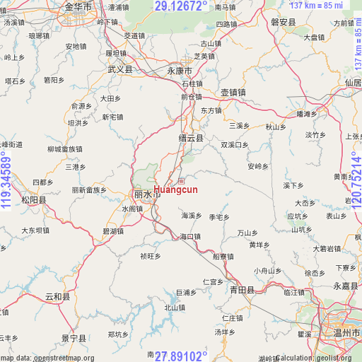 Huangcun on map