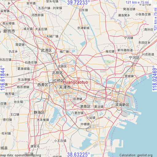 Huangcaotuo on map