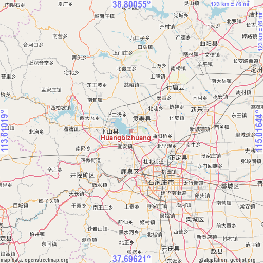 Huangbizhuang on map