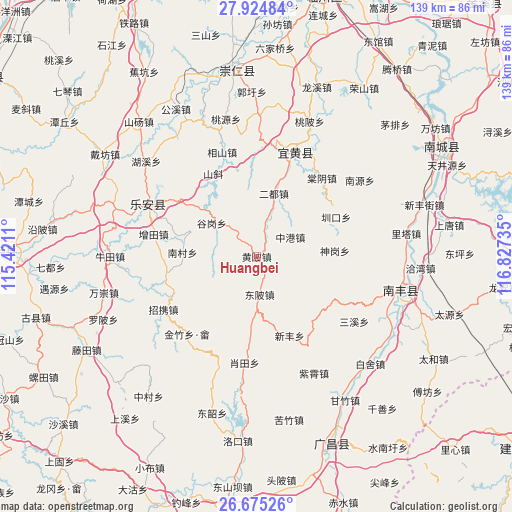 Huangbei on map