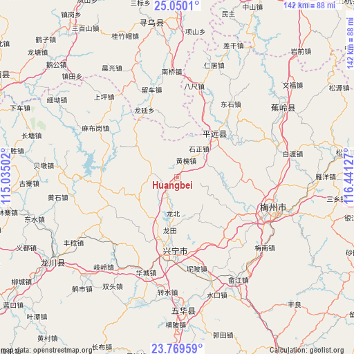 Huangbei on map