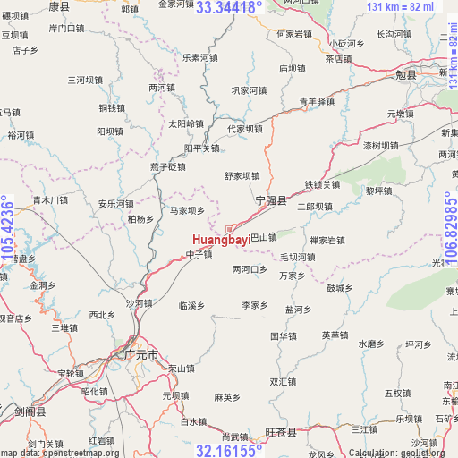 Huangbayi on map