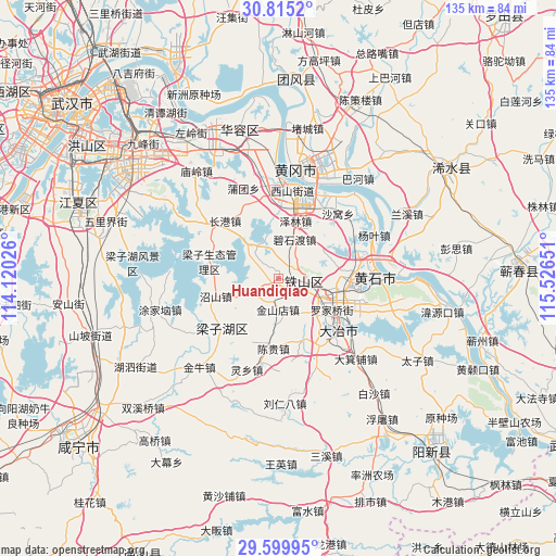 Huandiqiao on map