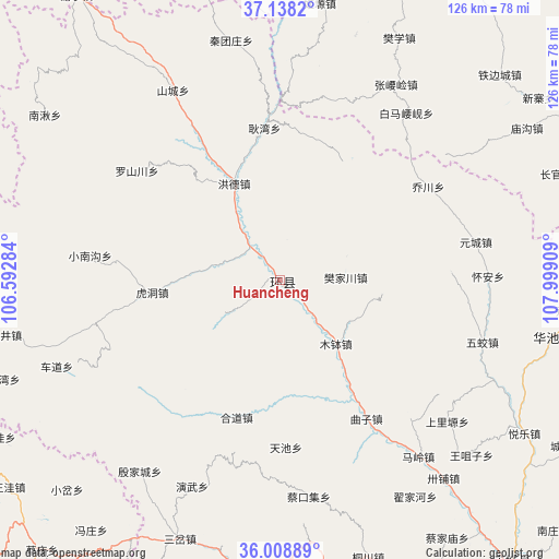 Huancheng on map