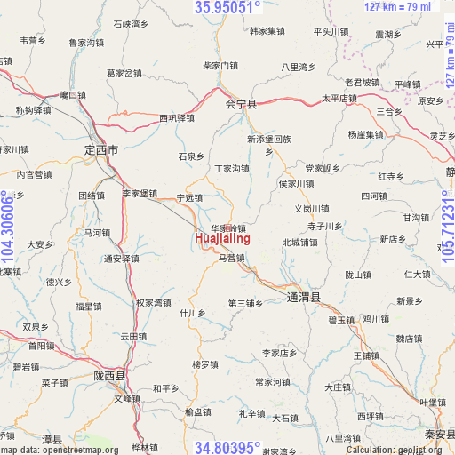 Huajialing on map