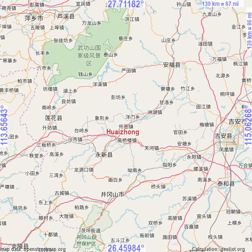 Huaizhong on map