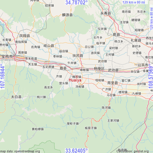 Huaiya on map