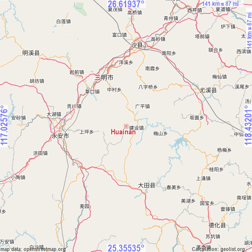 Huainan on map