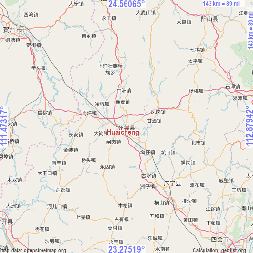 Huaicheng on map