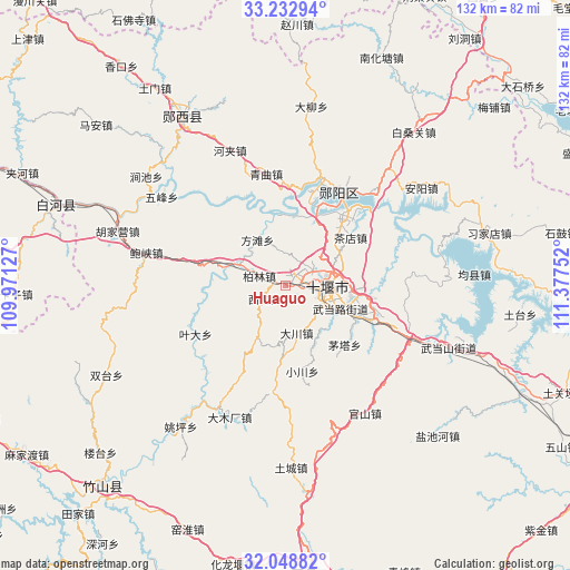 Huaguo on map