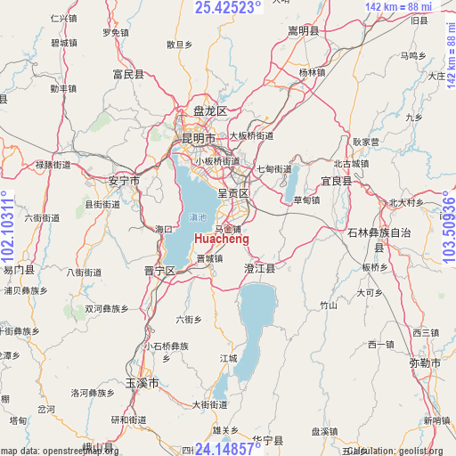 Huacheng on map