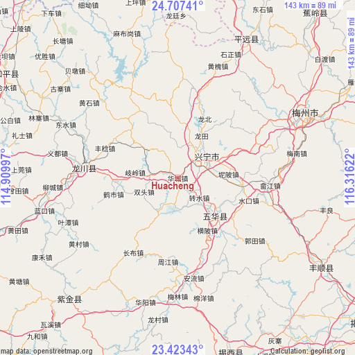 Huacheng on map