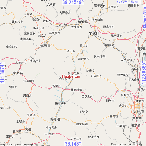 Huabeitun on map