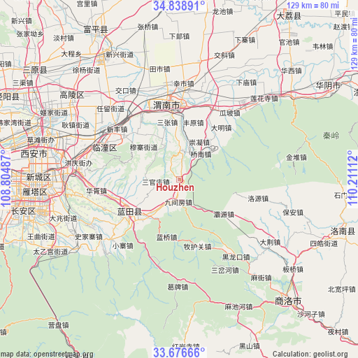 Houzhen on map