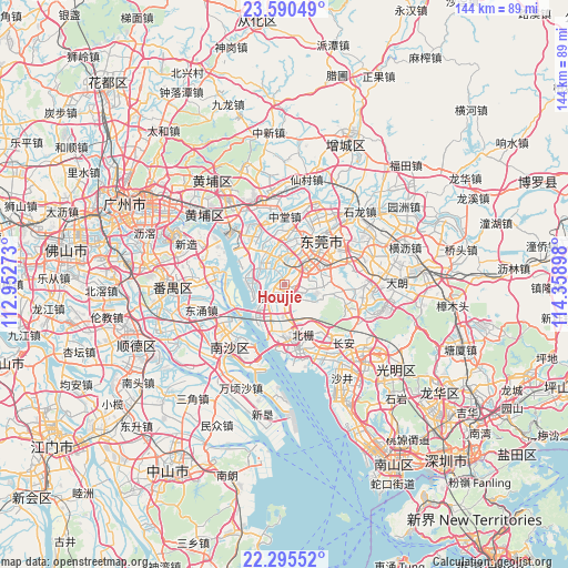 Houjie on map