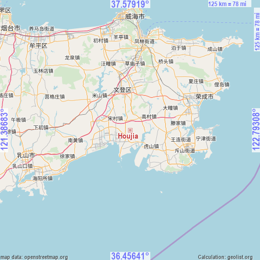 Houjia on map