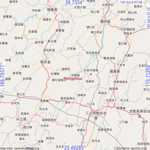 Hongzhou on map