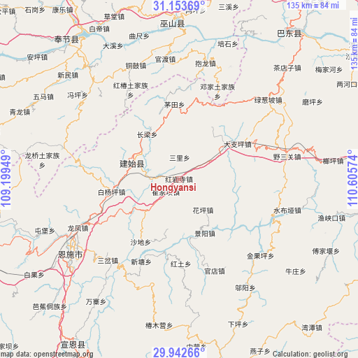 Hongyansi on map