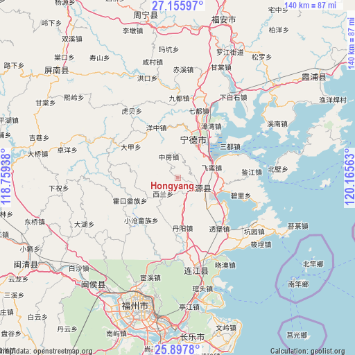 Hongyang on map