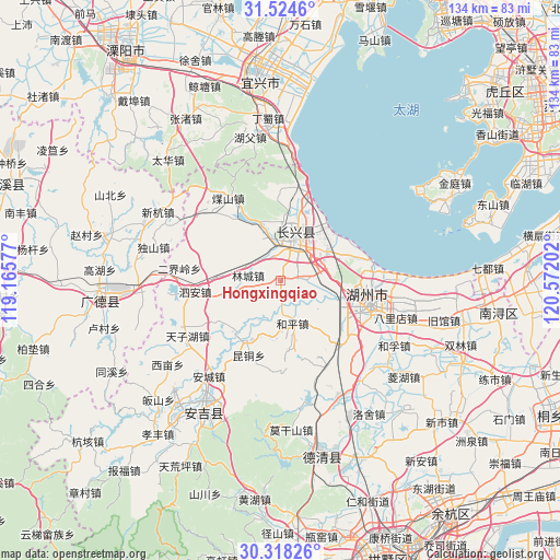 Hongxingqiao on map