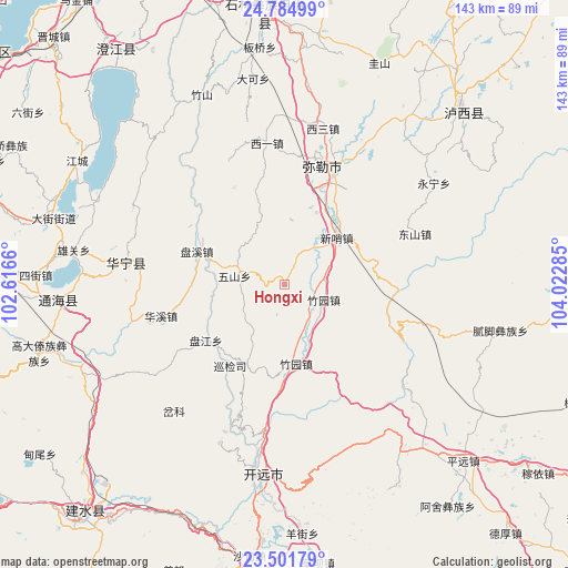 Hongxi on map