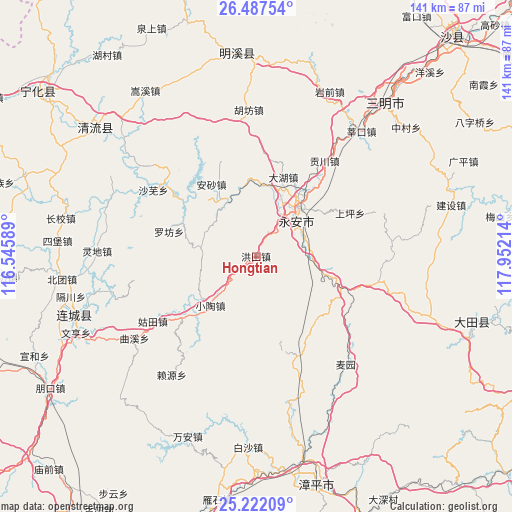 Hongtian on map