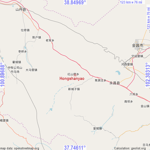 Hongshanyao on map