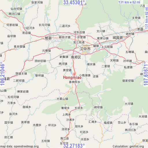 Hongmiao on map