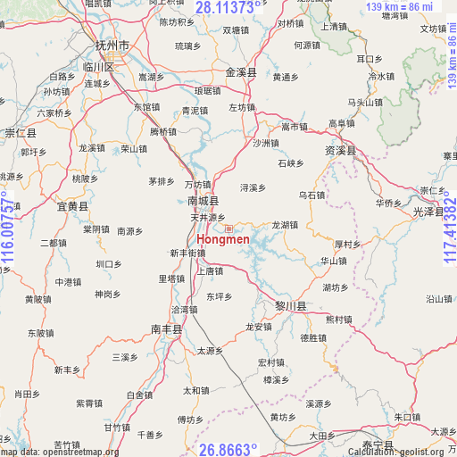 Hongmen on map