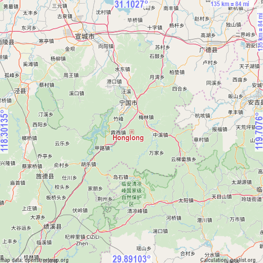 Honglong on map