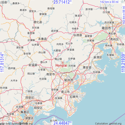Honglai on map
