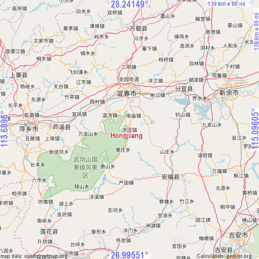 Hongjiang on map